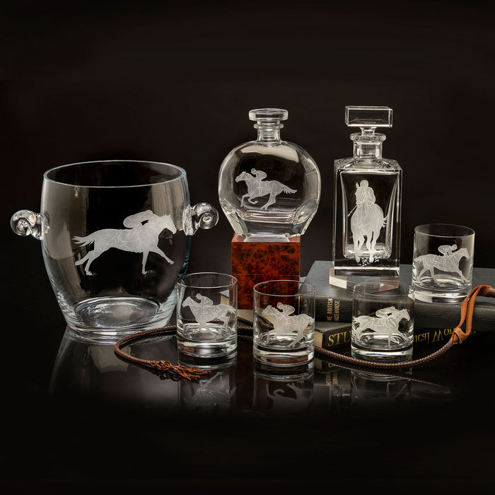Racehorse Etched Crystal Round Decanter by Julie Wear