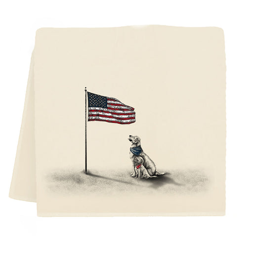 Patriotic Goldens Kitchen Towel by Eric & Christopher