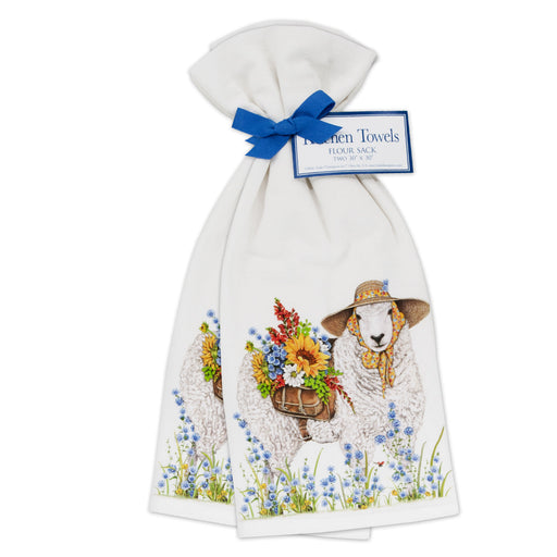 Wildflower Sheep Cotton Kitchen Towels - Set of 2