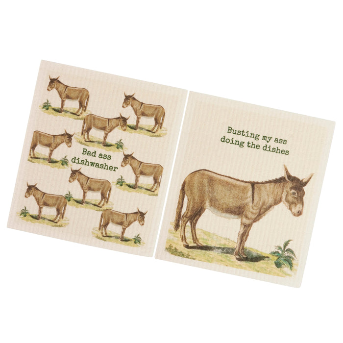 Busting My Ass - Donkey Swedish Dishcloth - Set of 2