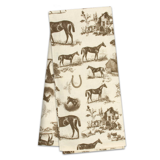 Vintage Horse Toile Cotton Kitchen Towel