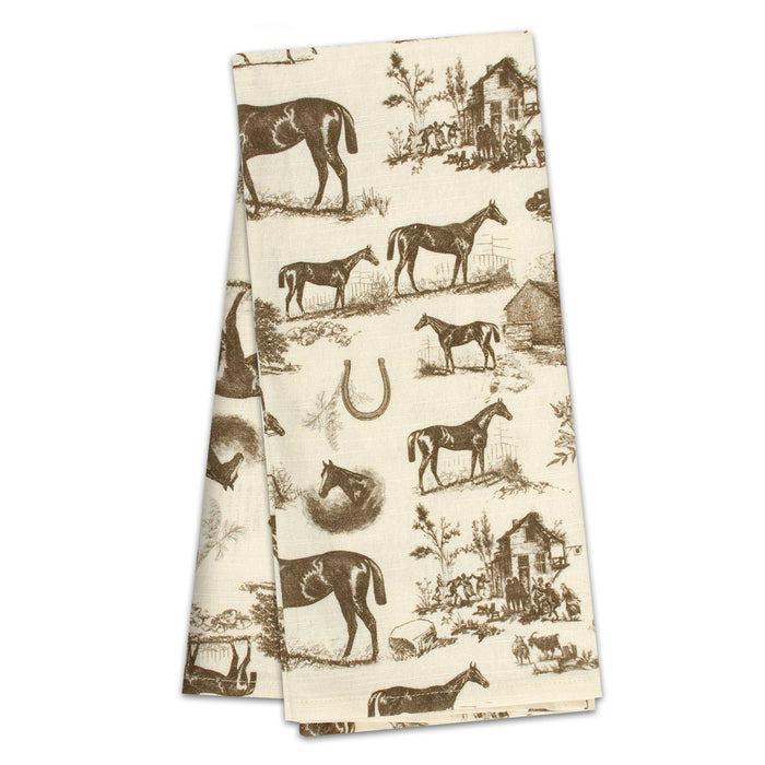 Vintage Horse Toile Cotton Kitchen Towel