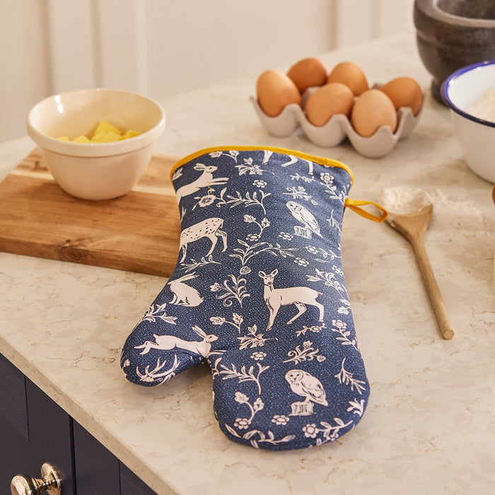 Navy Woodland Oven Glove, Kitchenware