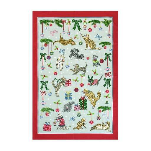 Christmas Morning Cat Patrol Cotton Kitchen Towel