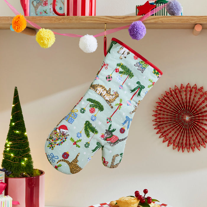 Christmas Morning Cat Patrol Oven Mitt