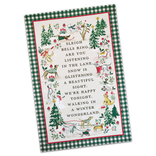 Christmas Dog Walkies Cotton Kitchen Towel
