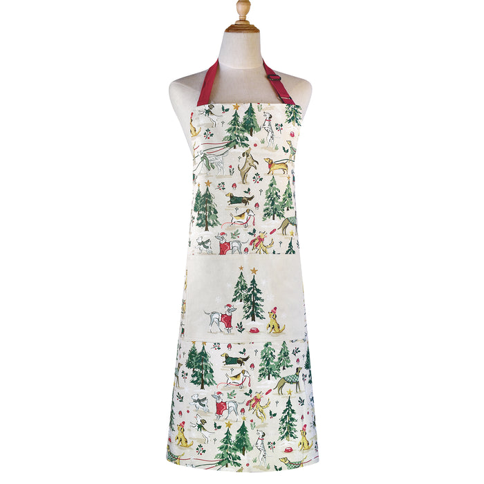 Christmas Dog Walkies Cotton Apron