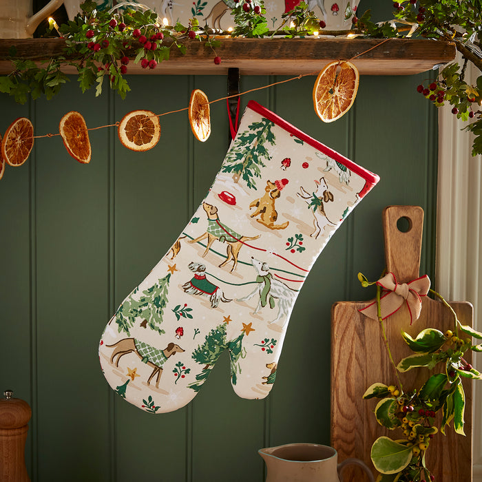 Christmas Dog Walkies Cotton Oven Mitt