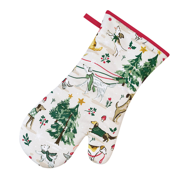 Christmas Dog Walkies Cotton Oven Mitt