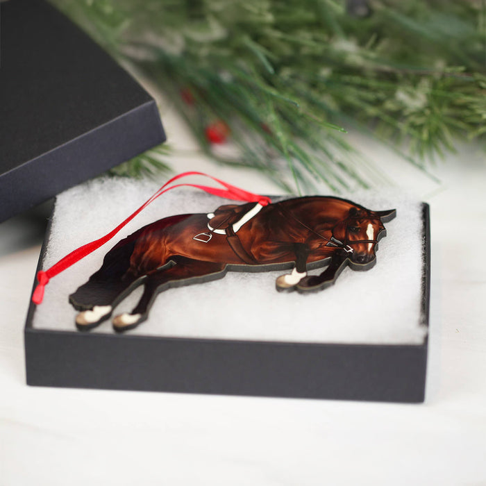 Hunter Jumping Horse Christmas Ornament - Bay
