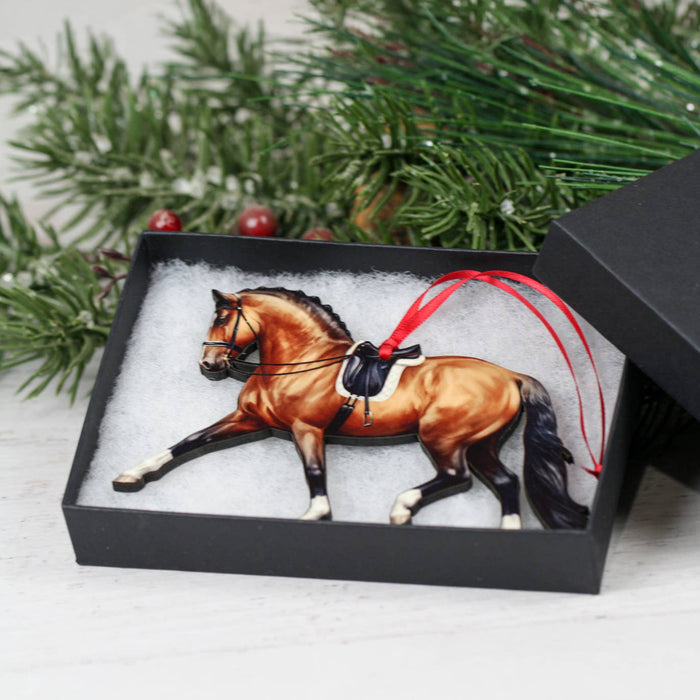 Dressage Horse  Christmas Ornament - Extended Trot - Bay