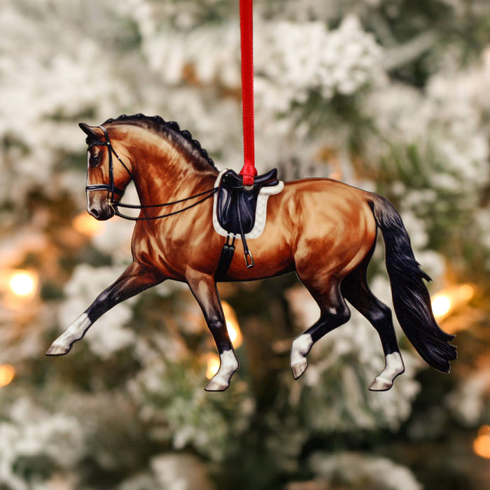 Dressage Horse  Christmas Ornament - Extended Trot - Bay