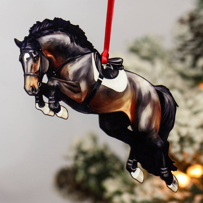 Open Jumper Horse  Christmas Ornament - Dark Bay