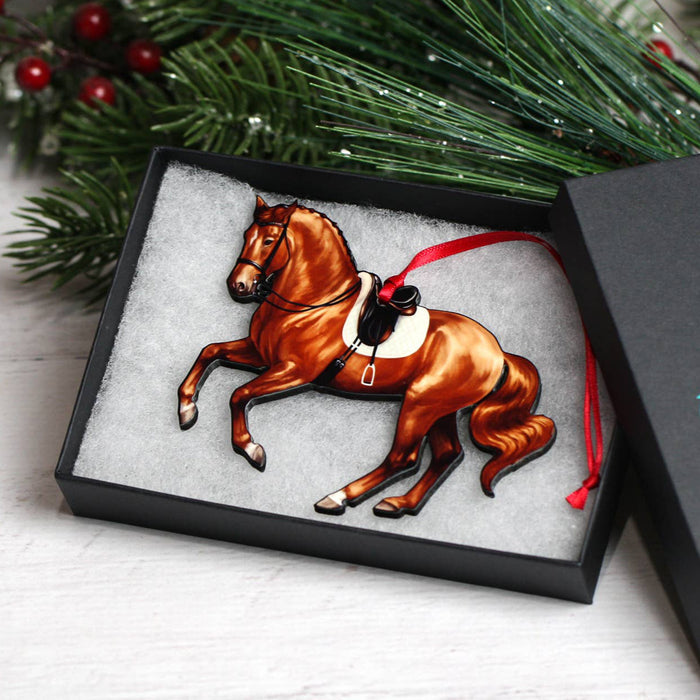 Dressage Horse Christmas Ornament - Pirouette - Chestnut
