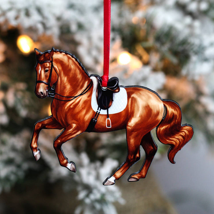Dressage Horse Christmas Ornament - Pirouette - Chestnut