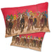 Feature Race Horse Racing Pillow, Hand-painted Silk