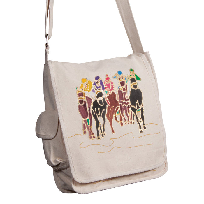 Horse Racing Canvas Messenger Bag