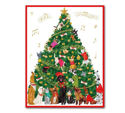 Dogs and Cats Tree Celebration Christmas Cards