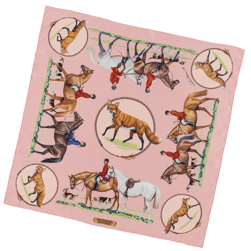 Outfoxed Equestrian Silk Scarf by Julie Wear - Pink