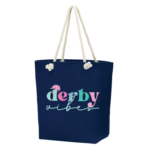 Derby Vibes Cotton Navy Tote Carryall