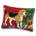 Christmas Beagle Hooked Dog Pillow