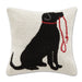Black Lab & Leash Hooked Dog Pillow