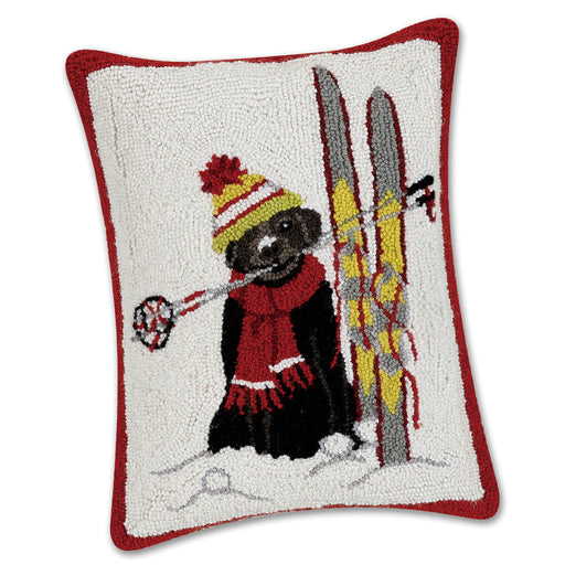 Ski Labrador Hooked Dog Pillow