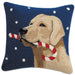 Yellow Lab with Candy Cane Hooked Pillow