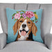Blooming Beagle Hooked Dog Pillow