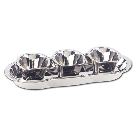 Horseshoe Dipping Bowls with Tray - Silver Titanium Finish