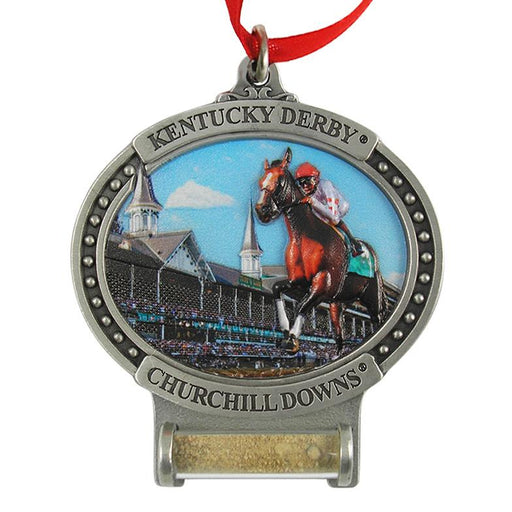 Kentucky Derby Pewter Ornament with Track Dirt