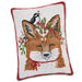 Chickadee Fox Holiday Hooked Pillow
