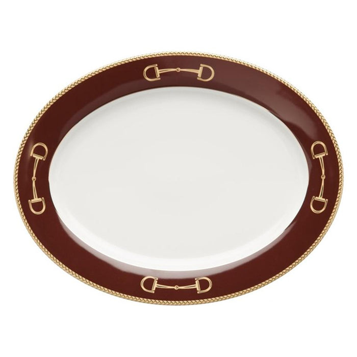 Cheval Chestnut Brown Platter 14.25" - Julie Wear Equestrian Tableware