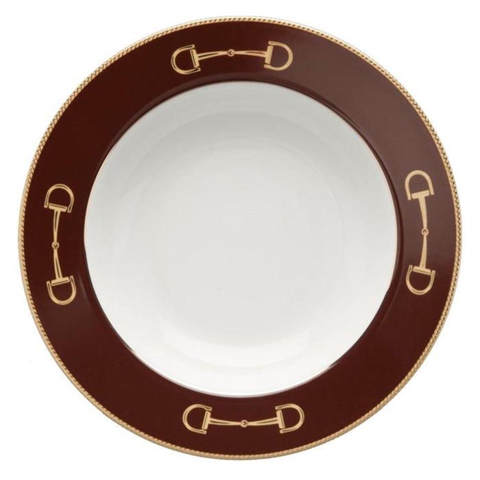 Cheval Chestnut Brown Rim Soup Bowl - Julie Wear Equestrian Tableware