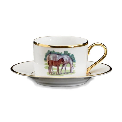 Bluegrass Cup & Saucer - Julie Wear Equestrian Tableware