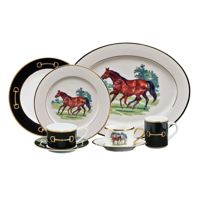 Cheval Black Rim Soup Bowl - Julie Wear Equestrian Tableware