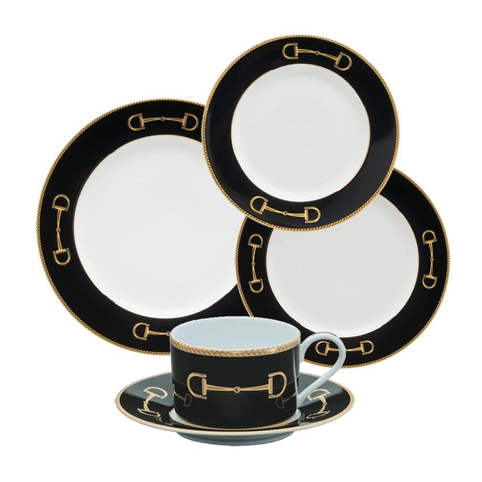 Cheval Black 5-Piece Place Setting - Julie Wear Equestrian Tableware