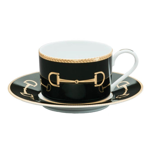 Cheval Black Cup & Saucer - Julie Wear Equestrian Tableware