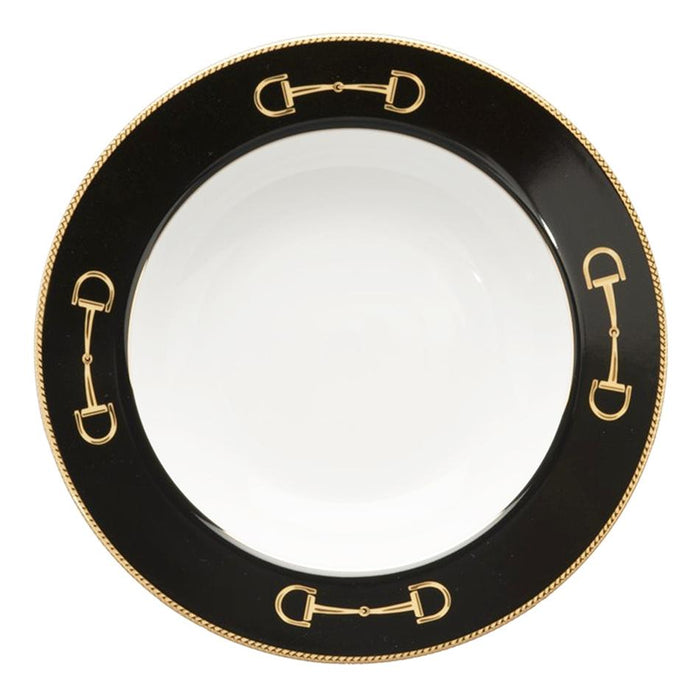 Cheval Black Rim Soup Bowl - Julie Wear Equestrian Tableware