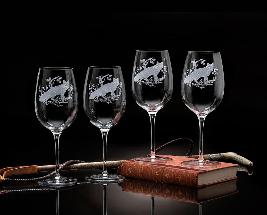 Etched Wine Glasses - Set of 4