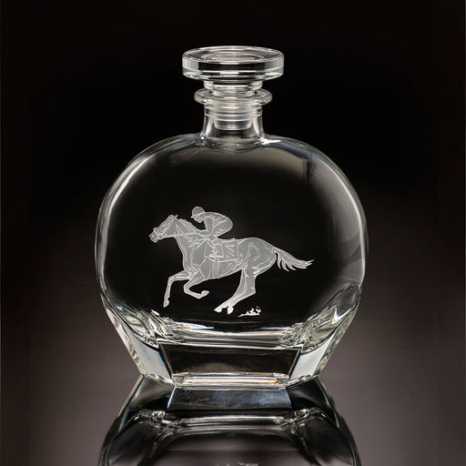 Racehorse Etched Crystal Round Decanter