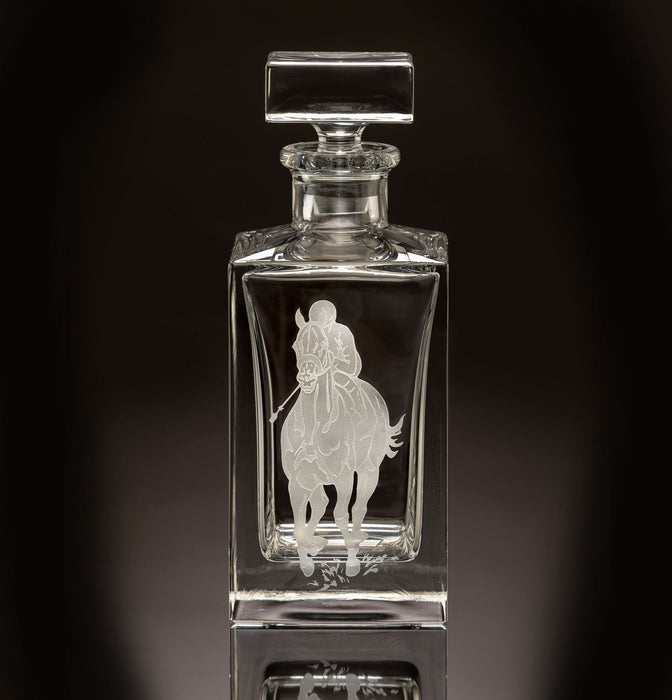 Racehorse Etched Crystal Square Decanter by Julie Wear
