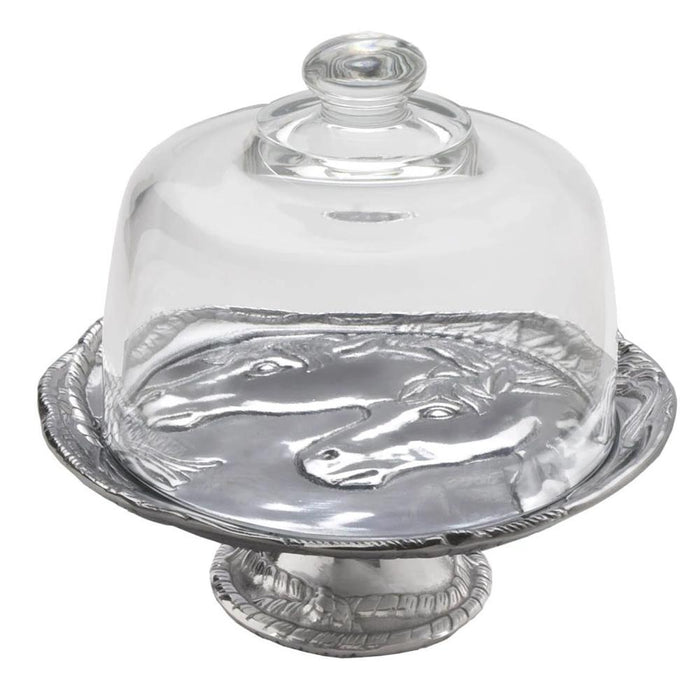Arthur Court Horse Footed Plate with Glass Dome