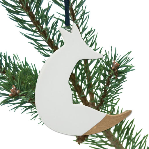 Crescent Fox Porcelain Ornament