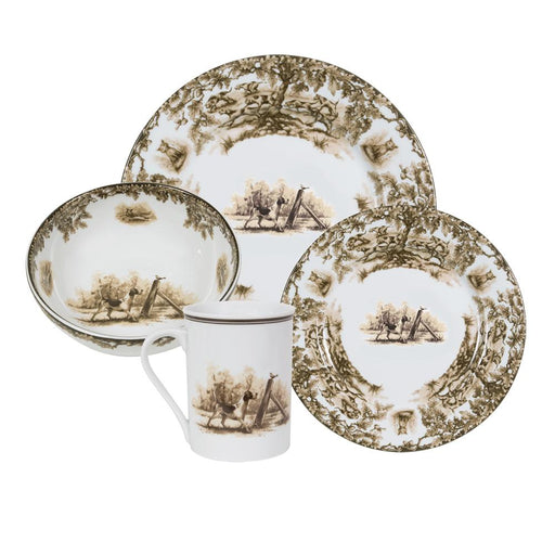 Aiken Hunt Dinnerware 4 Piece Settting - Hound