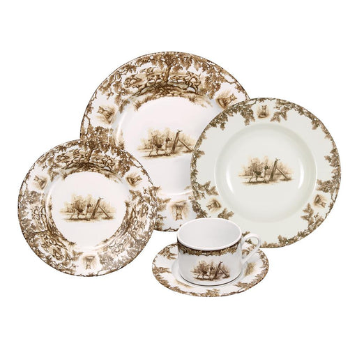 Aiken Hunt Dinnerware 5 Piece Setting - Hound