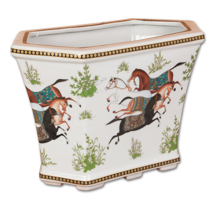 Dancing Horses Porcelain Planter - Cachepot