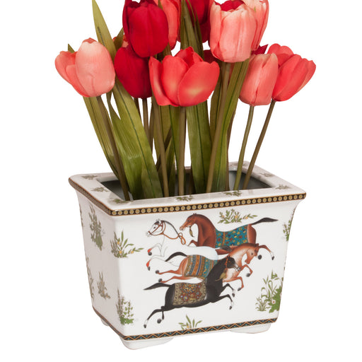 Dancing Horses Porcelain Planter - Medium