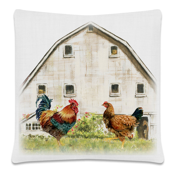 Country Barnyard Chickens Accent Pillow