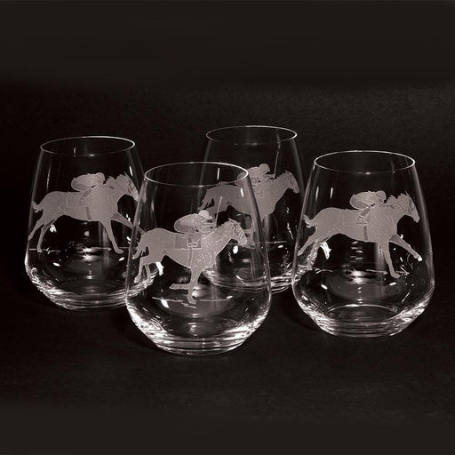 Rearing Horse Etched Crystal Wine Glasses (set of 4) — Horse and Hound  Gallery